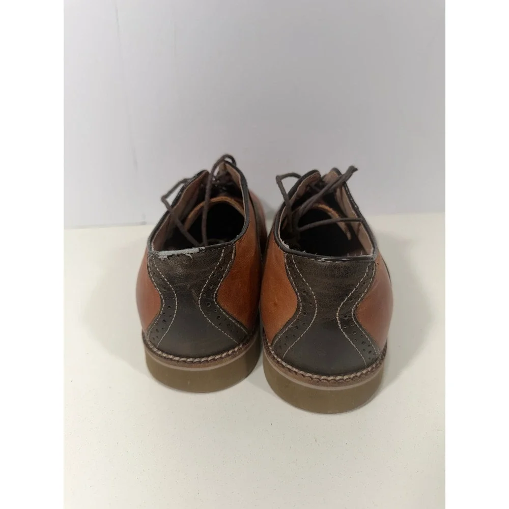 GH Bass Burlington Mens 11D Saddle Shoes Tan Brown‎ Leather Oxford Brogue Dress
